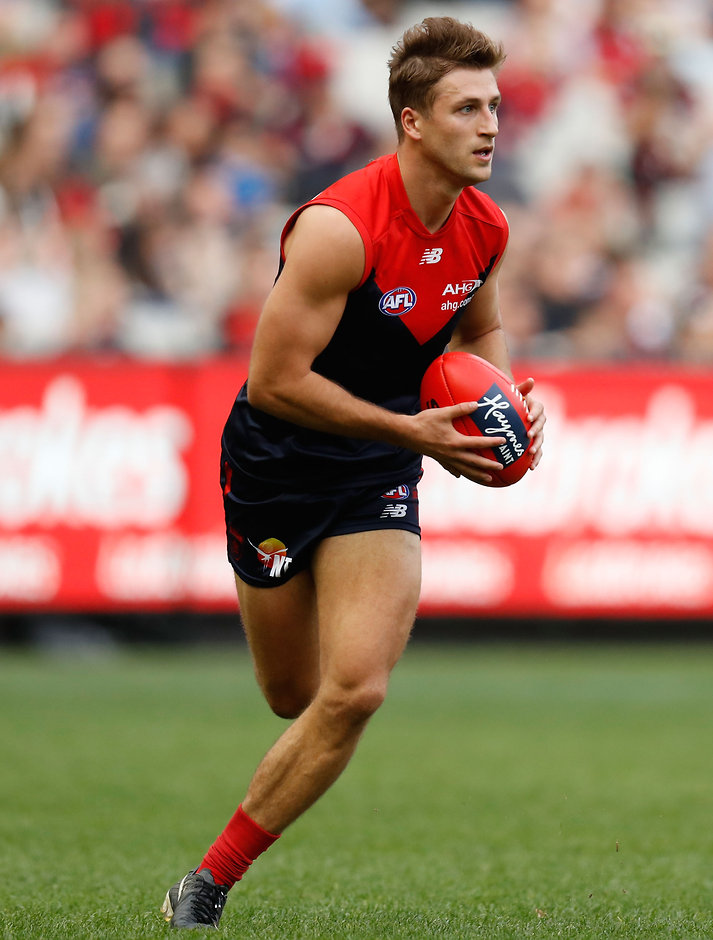 AFL 2016 Rd 09 - Melbourne v Brisbane MELBOURNE, AUSTRALIA - MAY 22: Viv Michie of the Demons in action during the 2016 AFL Round 09 match between the Melbourne Demons and the Brisbane Lions at the Melbourne Cricket Ground on May 22, 2016 in Melbourne, Australia. (Photo by Michael Willson/AFL Media)